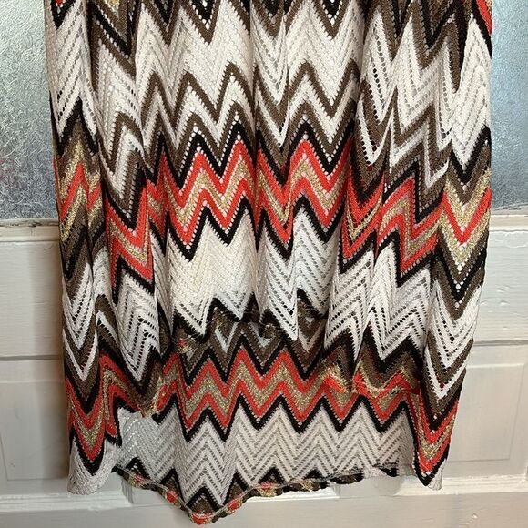 Faded Glory Girl’s Orange and White Chevron Printed Hi Lo Dress L 10-12 - Picture 3 of 6